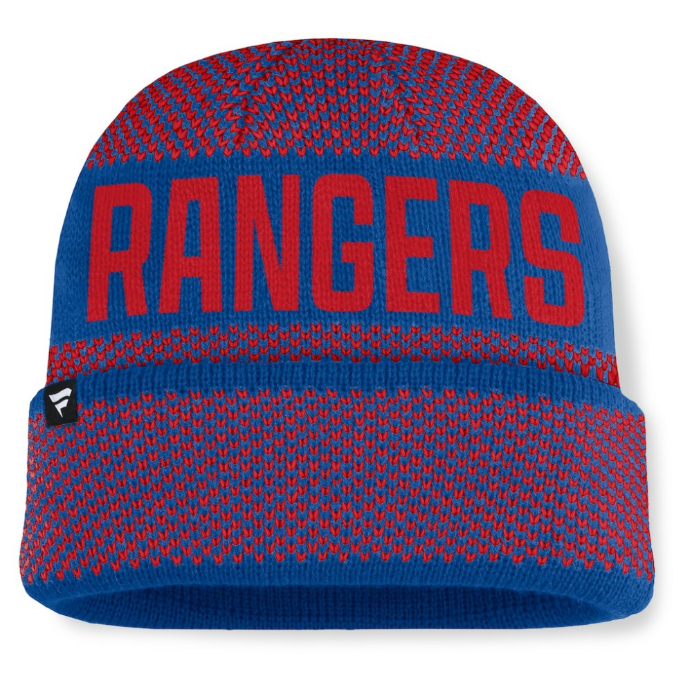 New York Rangers Fanatics Fundamentals Shelter Cuffed Knit Hat - Blue/Red | Fanatics online
