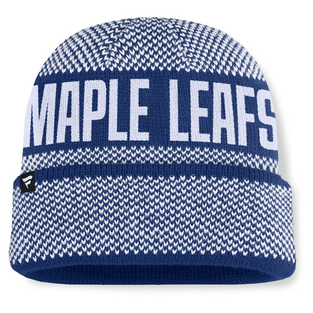 Toronto Maple Leafs Fanatics Fundamentals Shelter Cuffed Knit Hat - Blue/White | Fanatics Clearance