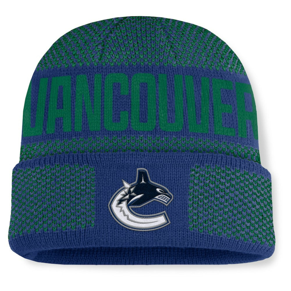 Vancouver Canucks Fanatics Fundamentals Shelter Cuffed Knit Hat - Blue/Green | Fanatics on sale