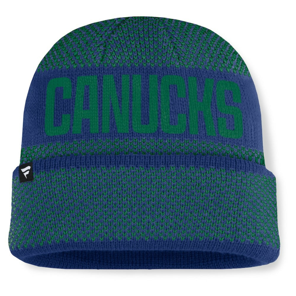 Vancouver Canucks Fanatics Fundamentals Shelter Cuffed Knit Hat - Blue/Green | Fanatics on sale