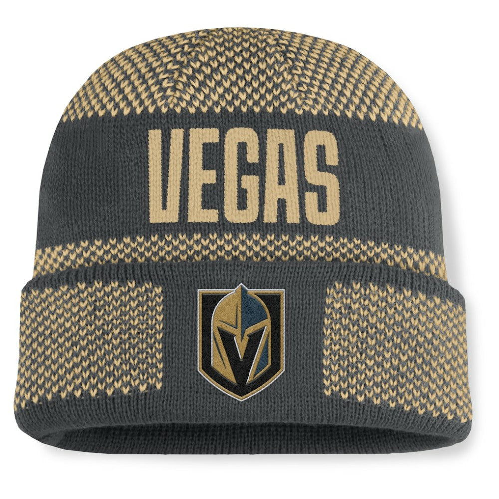 Vegas Golden Knights Fanatics Fundamentals Shelter Cuffed Knit Hat - Charcoal/Gold | Fanatics sale