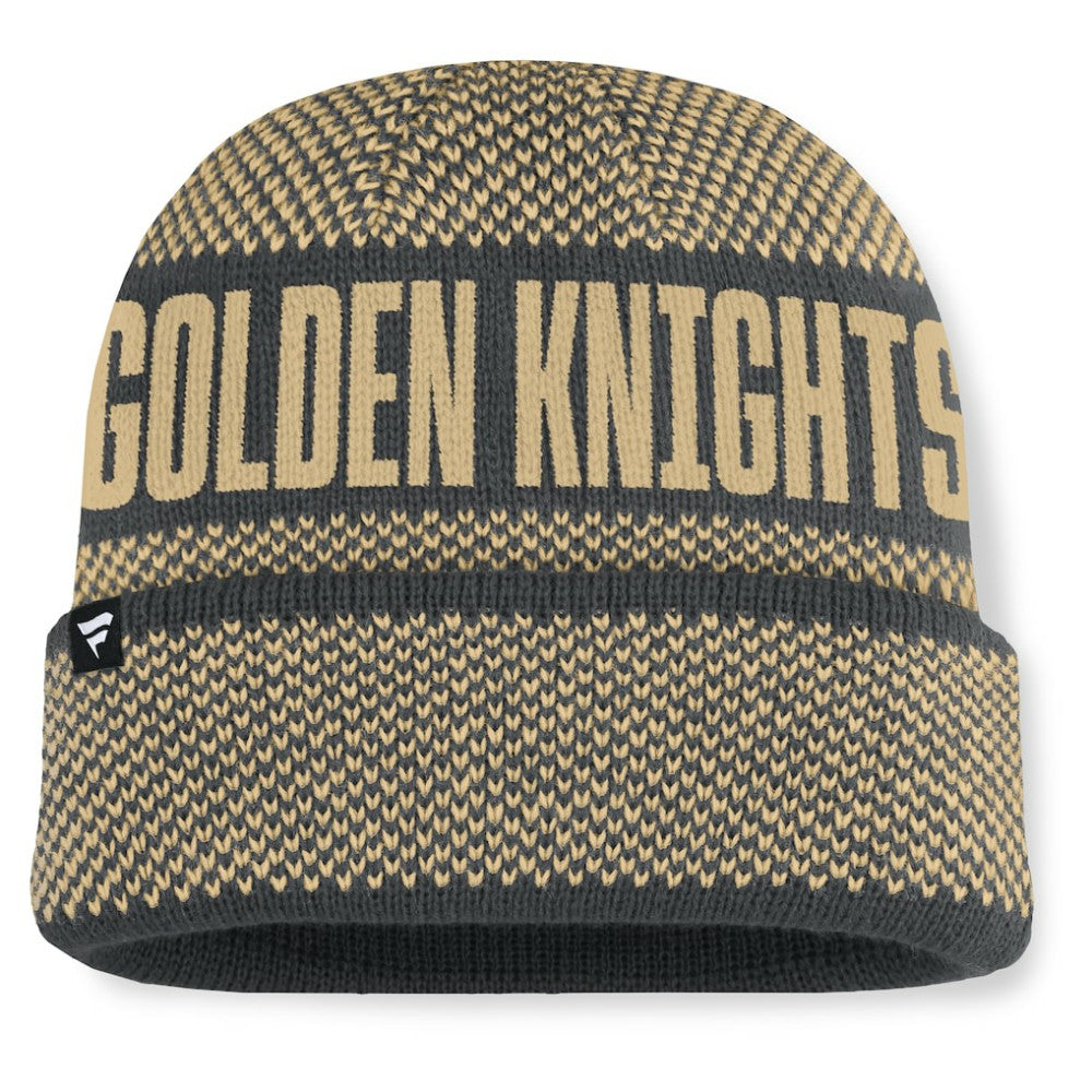 Vegas Golden Knights Fanatics Fundamentals Shelter Cuffed Knit Hat - Charcoal/Gold | Fanatics sale