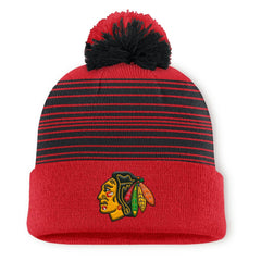 Chicago Blackhawks Fanatics Fundamental Spirit Cuffed Pom Knit Hat - Red | Fanatics Lifestyle