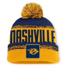 Nashville Predators Fanatics Fundamentals Thrive Cuffed Knit Hat with Pom - Gold/Navy | Fanatics Clearance