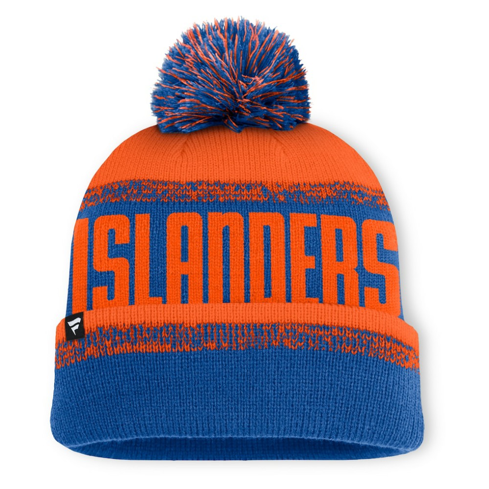 New York Islanders Fanatics Fundamentals Thrive Cuffed Knit Hat with Pom - Royal/Orange | Fanatics sale