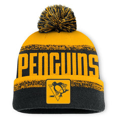 Pittsburgh Penguins Fanatics Fundamentals Thrive Cuffed Knit Hat with Pom - Black/Gold | Fanatics Lifestyle