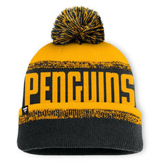 Pittsburgh Penguins Fanatics Fundamentals Thrive Cuffed Knit Hat with Pom - Black/Gold | Fanatics Lifestyle