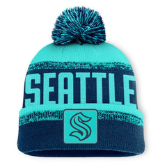 Seattle Kraken Fanatics Fundamentals Thrive Cuffed Knit Hat with Pom - Deep Sea Blue/Light Blue | Fanatics online