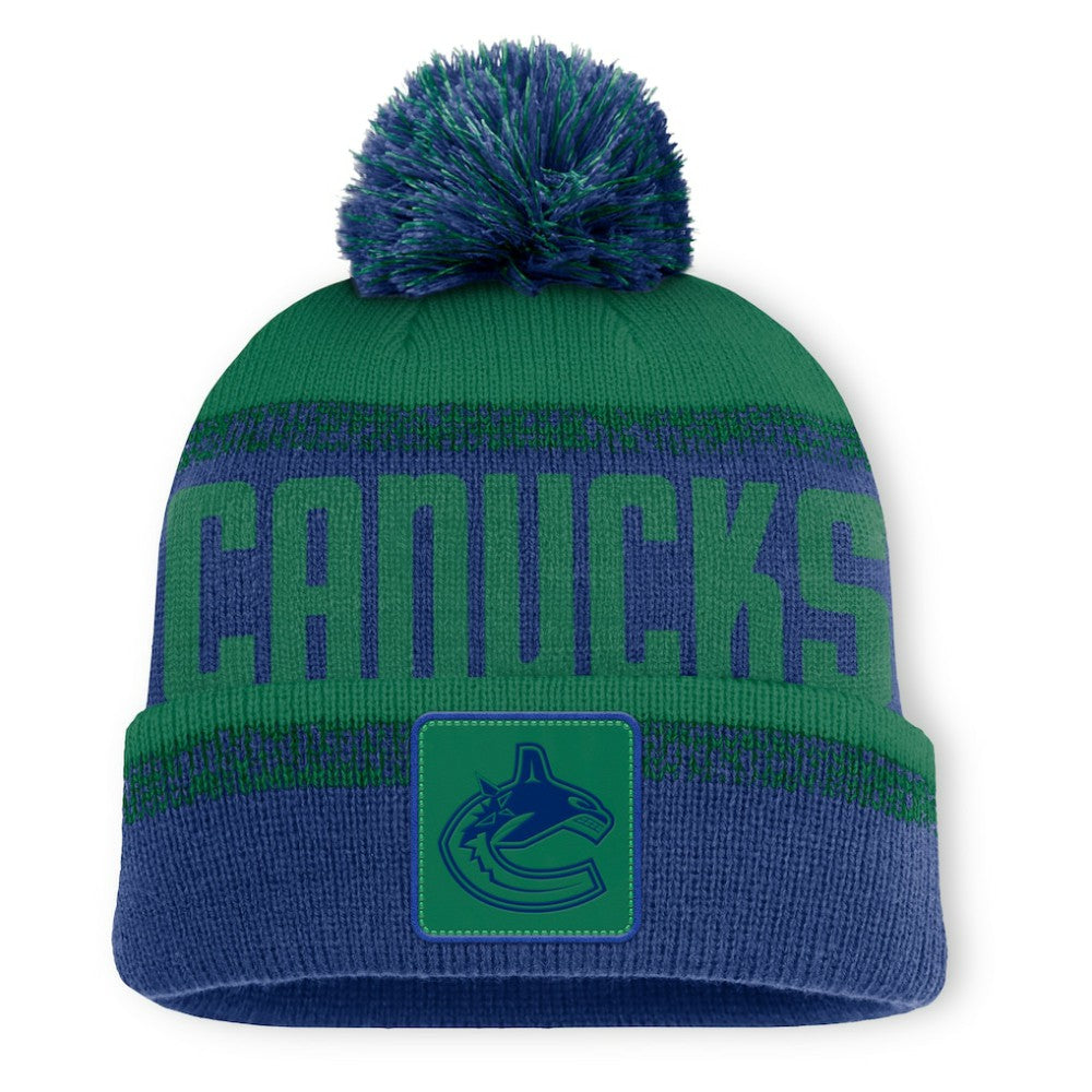 Vancouver Canucks Fanatics Fundamentals Thrive Cuffed Knit Hat with Pom - Blue/Green | Fanatics discount