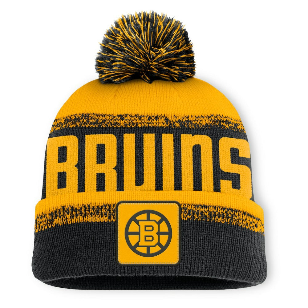 Boston Bruins Fanatics Fundamentals Thrive Cuffed Knit Hat with Pom - Black/Gold | Fanatics online