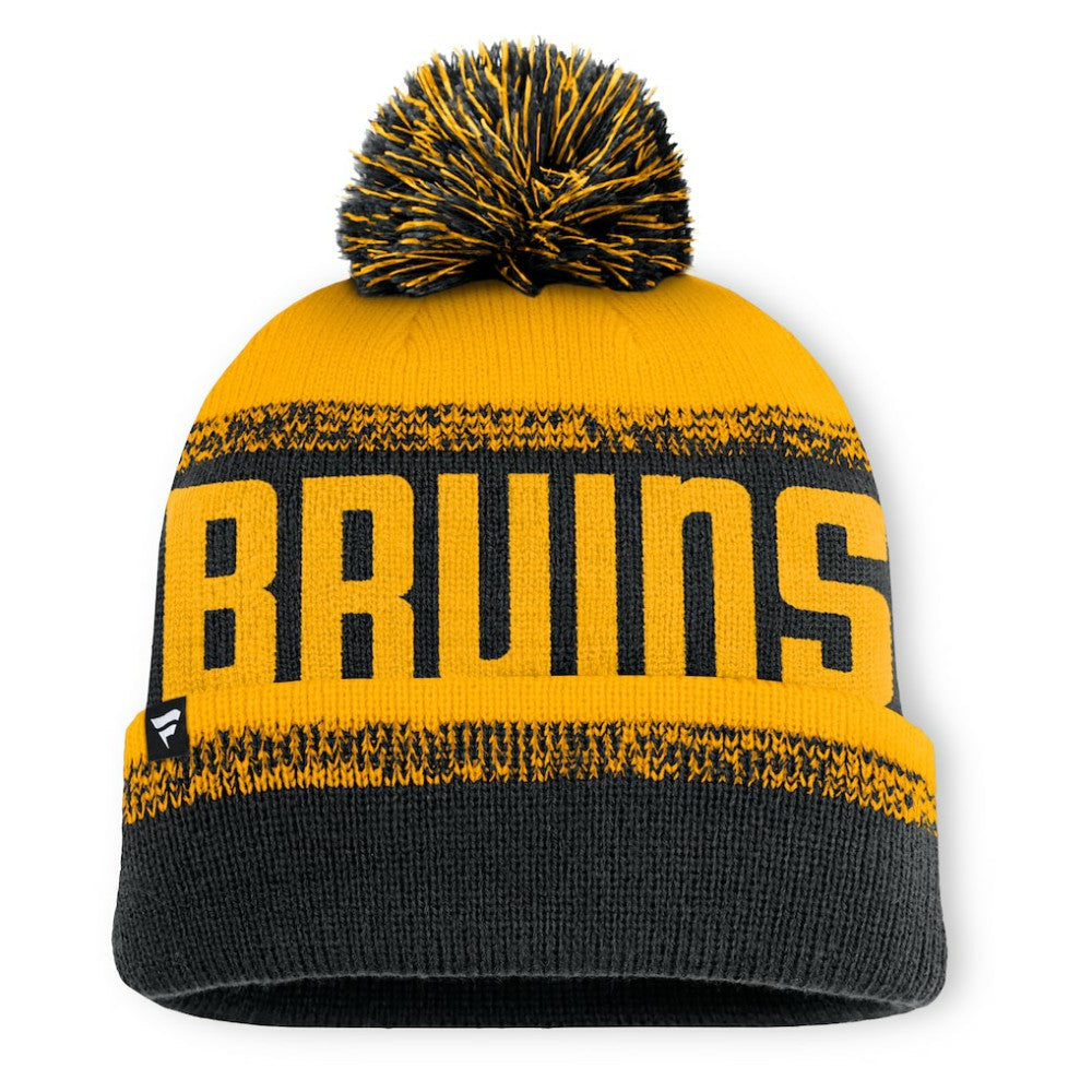Boston Bruins Fanatics Fundamentals Thrive Cuffed Knit Hat with Pom - Black/Gold | Fanatics online