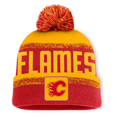 Calgary Flames Fanatics Fundamentals Thrive Cuffed Knit Hat with Pom - Red/Gold | Fanatics near me
