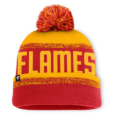Calgary Flames Fanatics Fundamentals Thrive Cuffed Knit Hat with Pom - Red/Gold | Fanatics near me