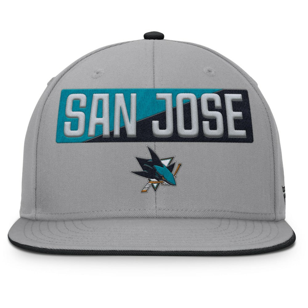 San Jose Sharks Fanatics Fundamentals Duo Split Logo Snapback Hat - Gray | Fanatics Lifestyle