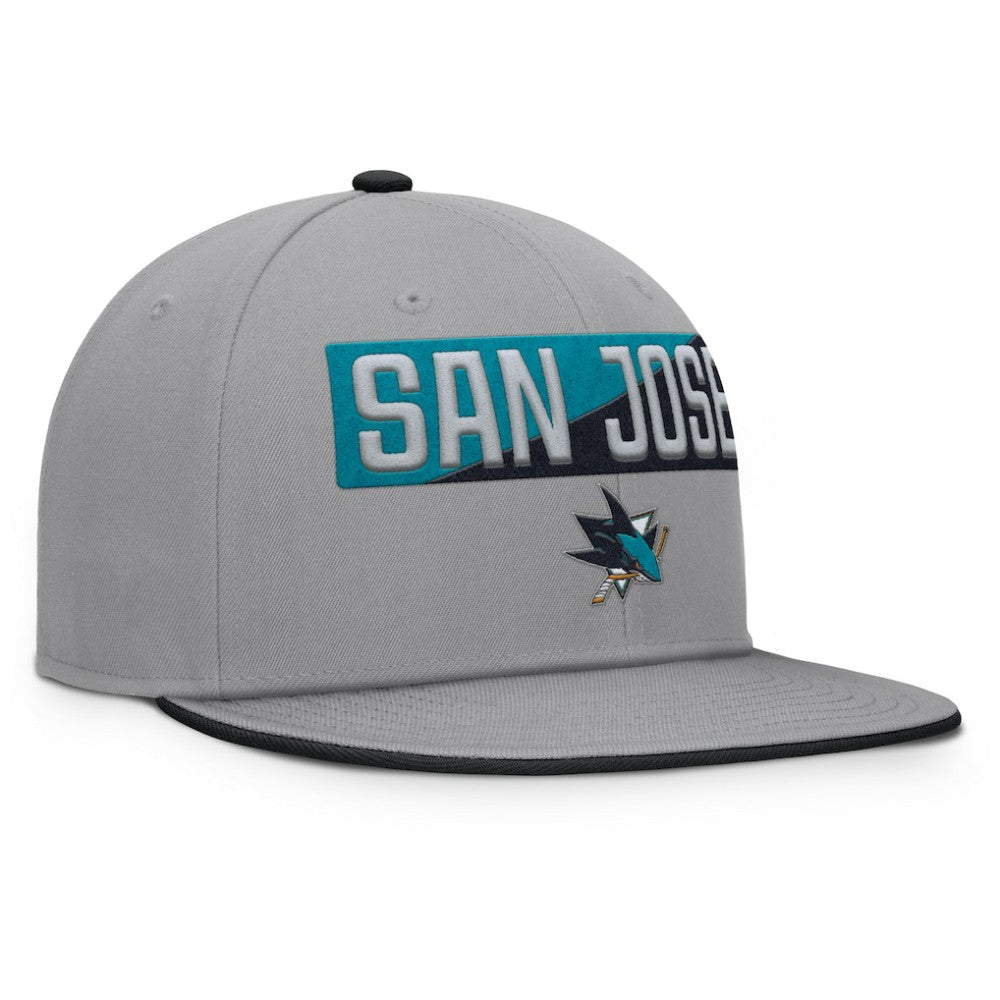 San Jose Sharks Fanatics Fundamentals Duo Split Logo Snapback Hat - Gray | Fanatics Lifestyle