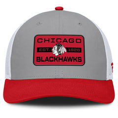 Chicago Blackhawks Fanatics Fundamental Adapt Trucker Adjustable Hat - Gray/Red | Fanatics near me