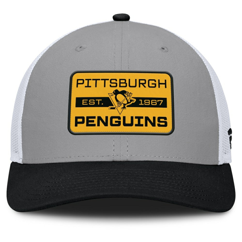 Pittsburgh Penguins Fanatics Fundamental Adapt Trucker Adjustable Hat - Gray/Black | Fanatics near me