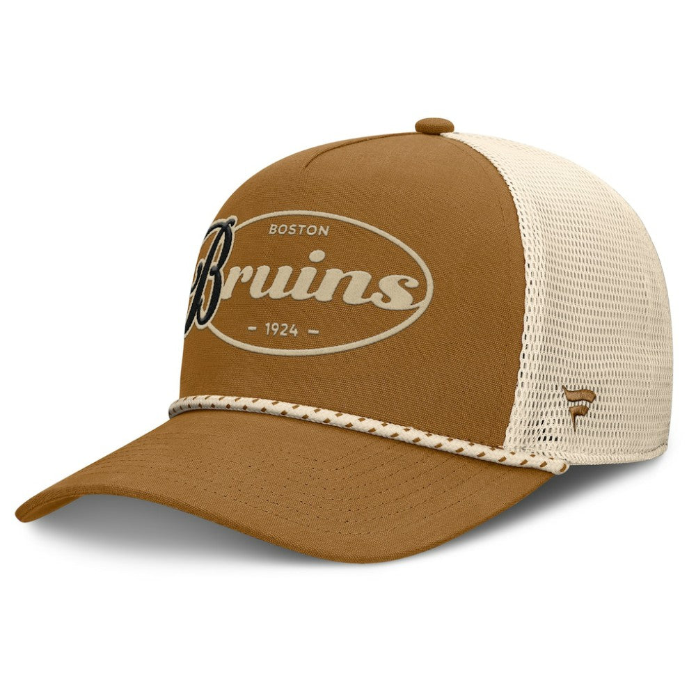 Boston Bruins Fanatics Heritage Fetch A-Frame Trucker Adjustable Hat - Brown/Cream | Fanatics discount
