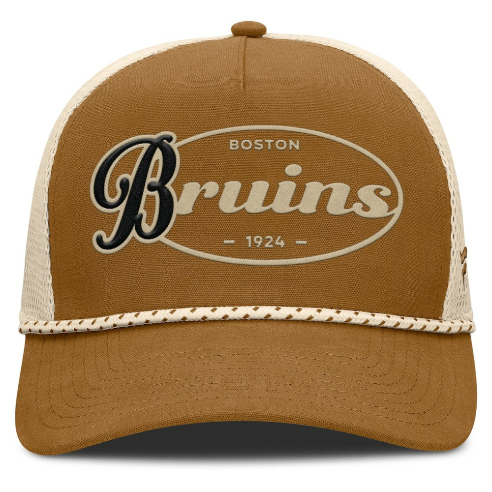 Boston Bruins Fanatics Heritage Fetch A-Frame Trucker Adjustable Hat - Brown/Cream | Fanatics discount