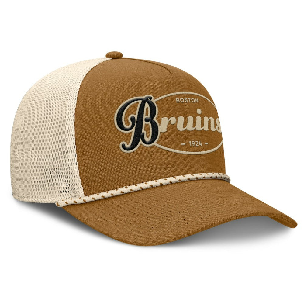 Boston Bruins Fanatics Heritage Fetch A-Frame Trucker Adjustable Hat - Brown/Cream | Fanatics discount