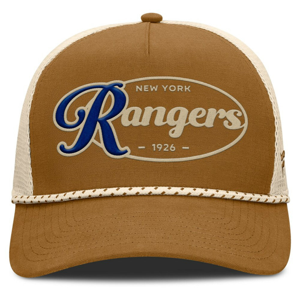 New York Rangers Fanatics Heritage Fetch A-Frame Trucker Adjustable Hat - Brown/Cream | Fanatics on sale