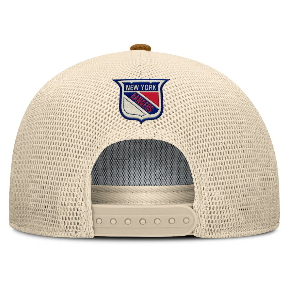 New York Rangers Fanatics Heritage Fetch A-Frame Trucker Adjustable Hat - Brown/Cream | Fanatics on sale