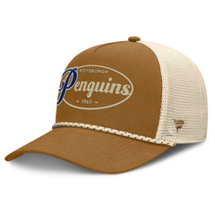 Pittsburgh Penguins Fanatics Heritage Fetch A-Frame Trucker Adjustable Hat - Brown/Cream | Fanatics online