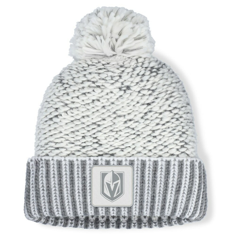 Vegas Golden Knights Fanatics Women's Fundamental Mist Cuffed Knit Hat with Pom - White/Gray | Fanatics on sale