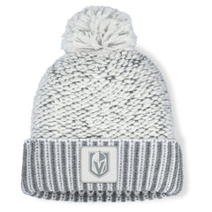 Vegas Golden Knights Fanatics Women's Fundamental Mist Cuffed Knit Hat with Pom - White/Gray | Fanatics on sale
