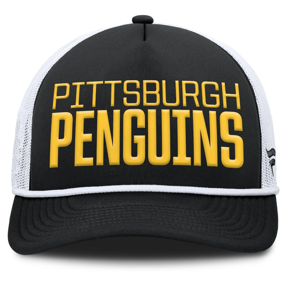 Pittsburgh Penguins Fanatics Heritage Dutch A-Frame Trucker Adjustable Hat - Black/White | Fanatics sale