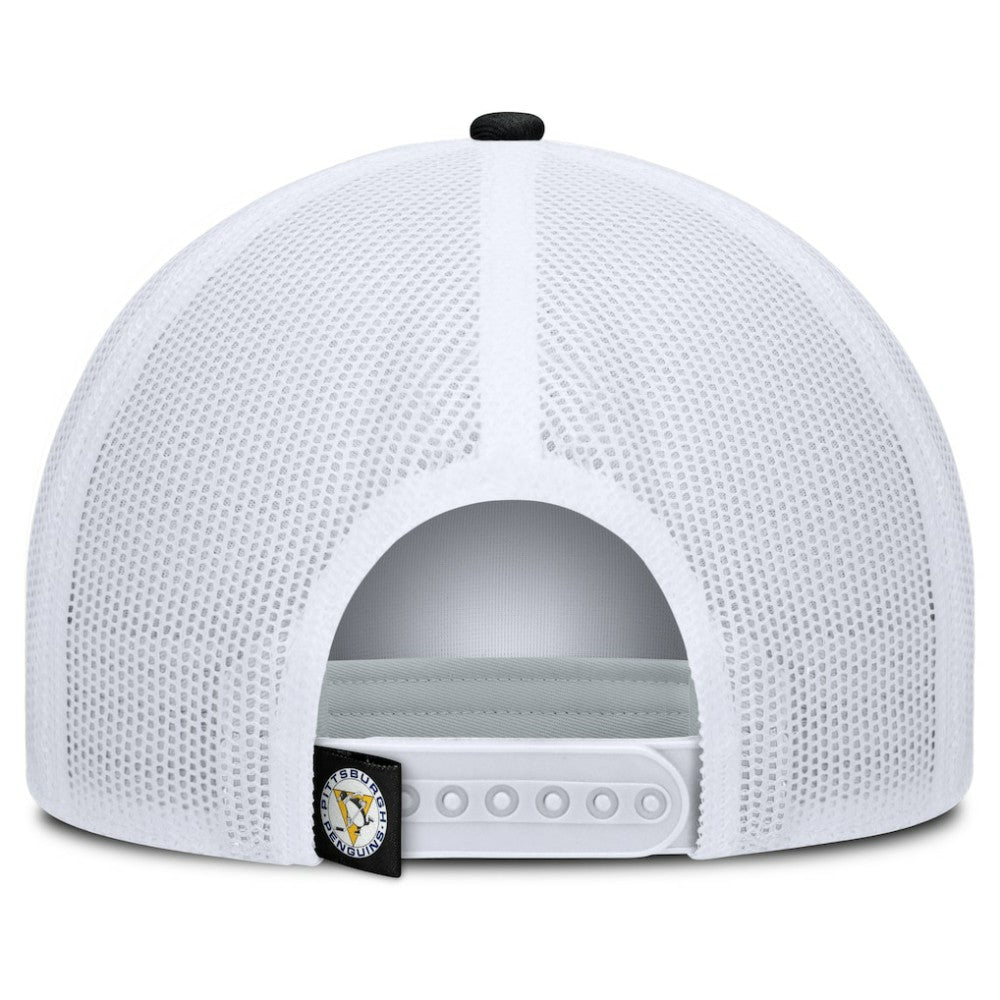 Pittsburgh Penguins Fanatics Heritage Dutch A-Frame Trucker Adjustable Hat - Black/White | Fanatics sale