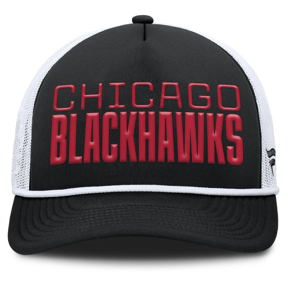 Chicago Blackhawks Fanatics Heritage Dutch A-Frame Trucker Adjustable Hat - Black/White | Fanatics on sale