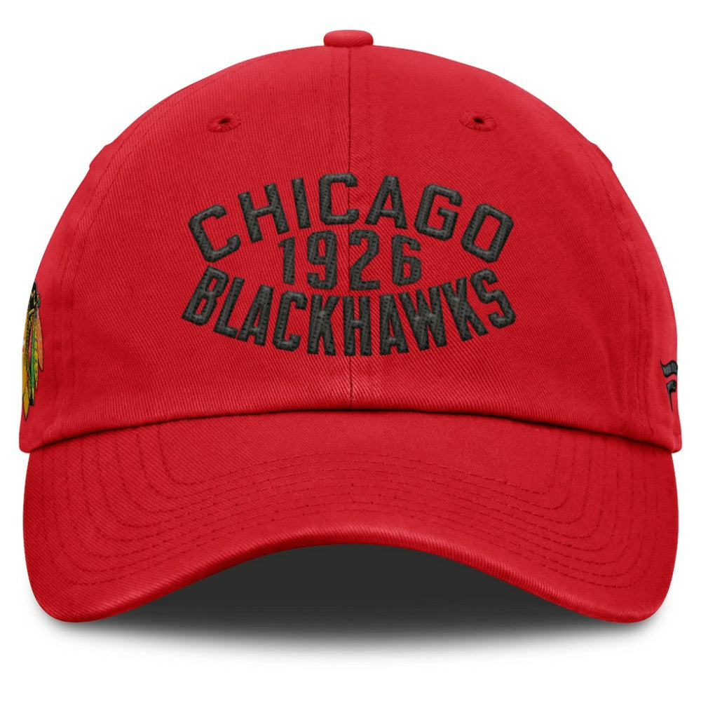 Chicago Blackhawks Fanatics Fundamentals Archer Adjustable Hat - Red | Fanatics online