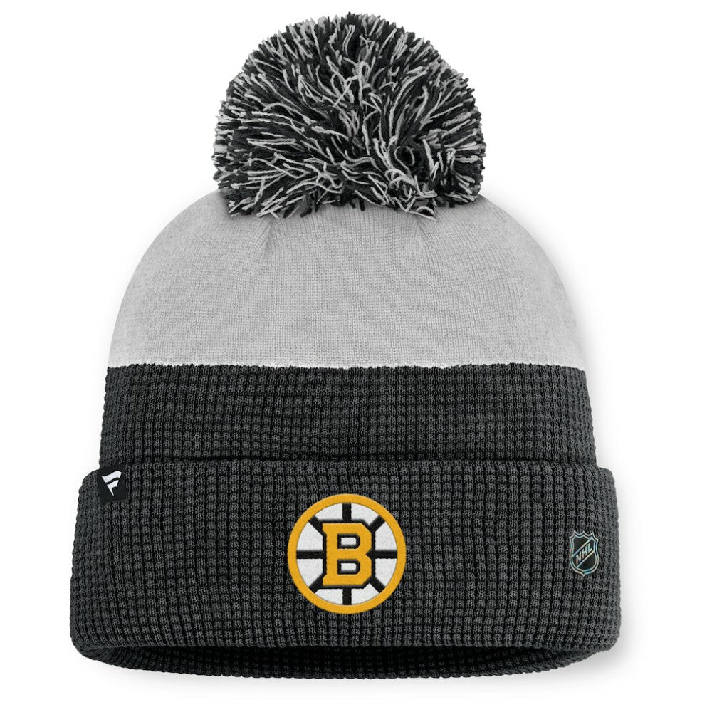 Boston Bruins Fanatics Authentic Pro Home Ice Cuffed Knit Hat with Pom - Black/Gray | Fanatics Lifestyle