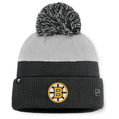 Boston Bruins Fanatics Authentic Pro Home Ice Cuffed Knit Hat with Pom - Black/Gray | Fanatics Lifestyle