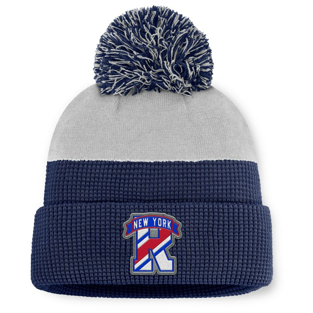 New York Rangers Fanatics Authentic Pro Home Ice Cuffed Knit Hat with Pom - Navy/Gray | Fanatics Lifestyle