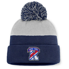 New York Rangers Fanatics Authentic Pro Home Ice Cuffed Knit Hat with Pom - Navy/Gray | Fanatics Lifestyle