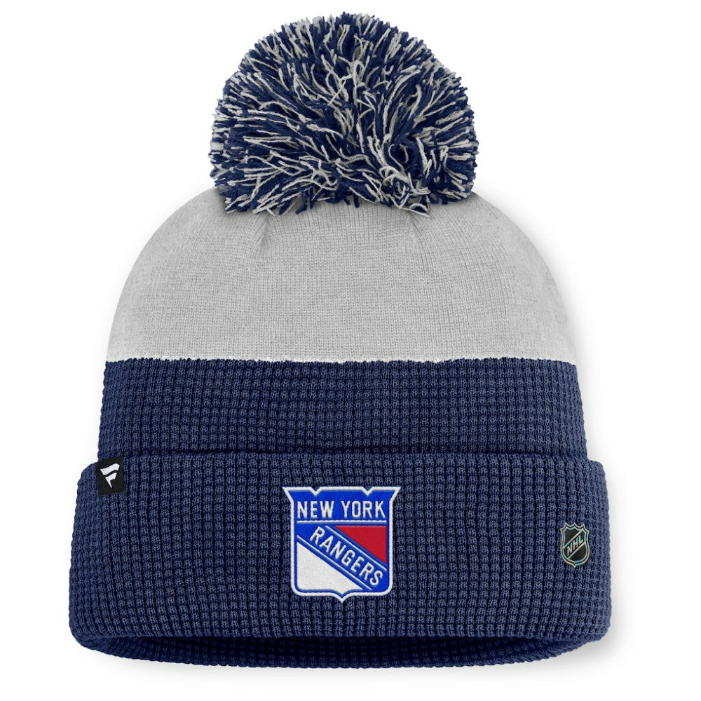 New York Rangers Fanatics Authentic Pro Home Ice Cuffed Knit Hat with Pom - Navy/Gray | Fanatics Lifestyle
