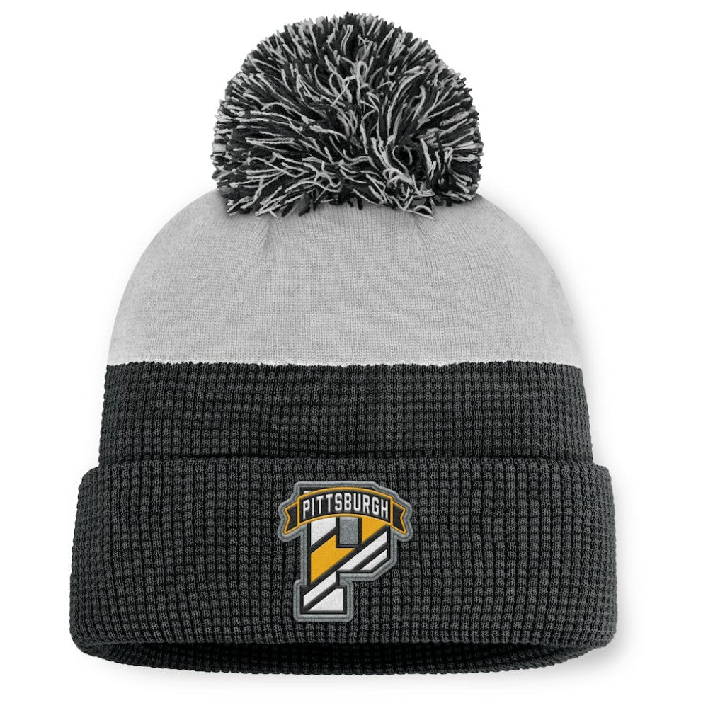 Pittsburgh Penguins Fanatics Authentic Pro Home Ice Cuffed Knit Hat with Pom - Black/Gray | Fanatics near me