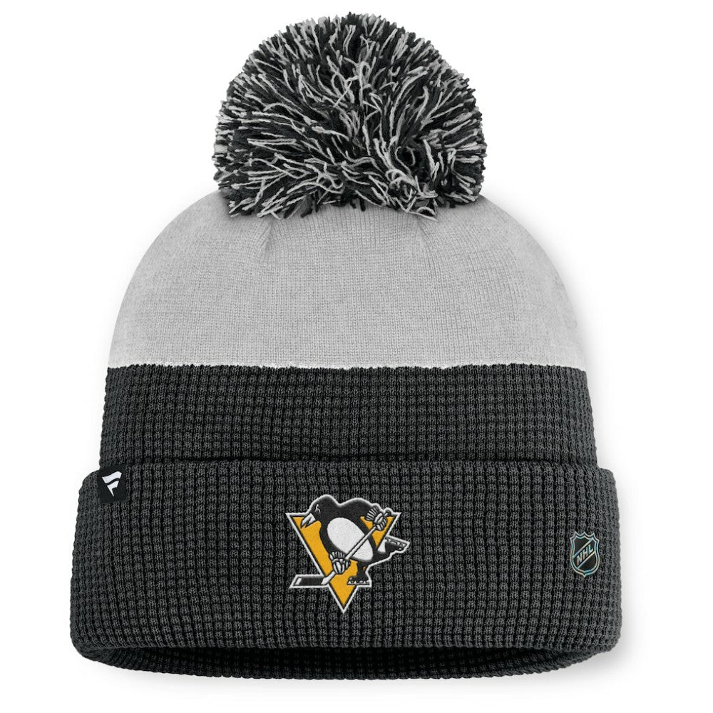 Pittsburgh Penguins Fanatics Authentic Pro Home Ice Cuffed Knit Hat with Pom - Black/Gray | Fanatics near me