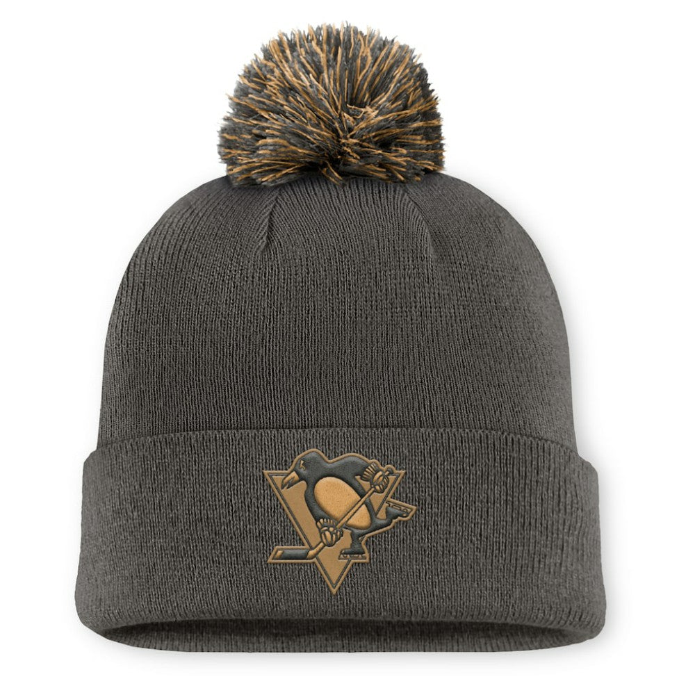 Pittsburgh Penguins Fanatics Authentic Pro Military Appreciation Cuffed Knit Hat with Pom - Charcoal | Fanatics near me