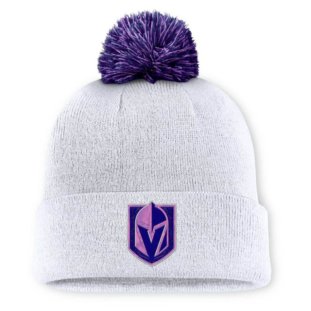 Vegas Golden Knights Fanatics Authentic Pro Hockey Fights Cancer Cuffed Knit Hat with Pom - White | Fanatics discount