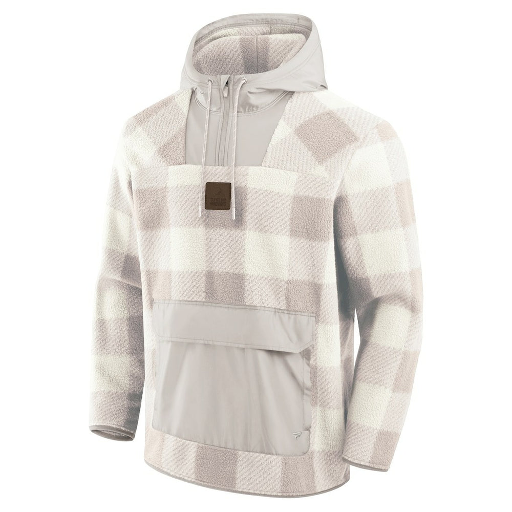 Cleveland Browns Elements Plaid Polar Fleece Quarter-Zip Hoodie - Gray - Fanatics