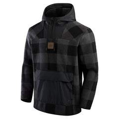 New York Jets Elements Plaid Polar Fleece Quarter-Zip Hoodie - Black - Fanatics