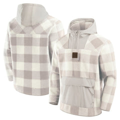 New York Giants Elements Plaid Polar Fleece Quarter-Zip Hoodie - Gray - Fanatics