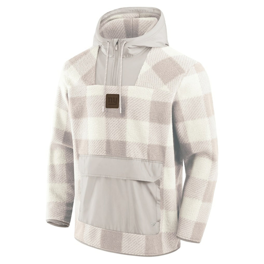 New York Giants Elements Plaid Polar Fleece Quarter-Zip Hoodie - Gray - Fanatics