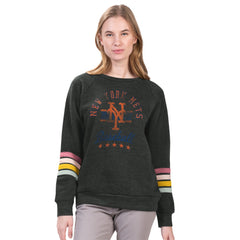 New York Mets G-III 4Her by Carl Banks Women's Allana Stripe Pullover Sweatshirt Online