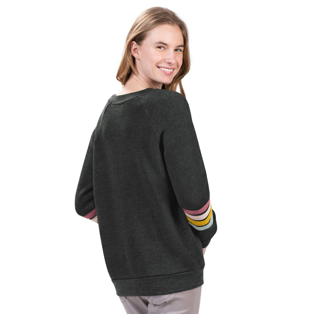 New York Yankees G-III 4Her by Carl Banks Women's Allana Stripe Pullover Sweatshirt Outlet