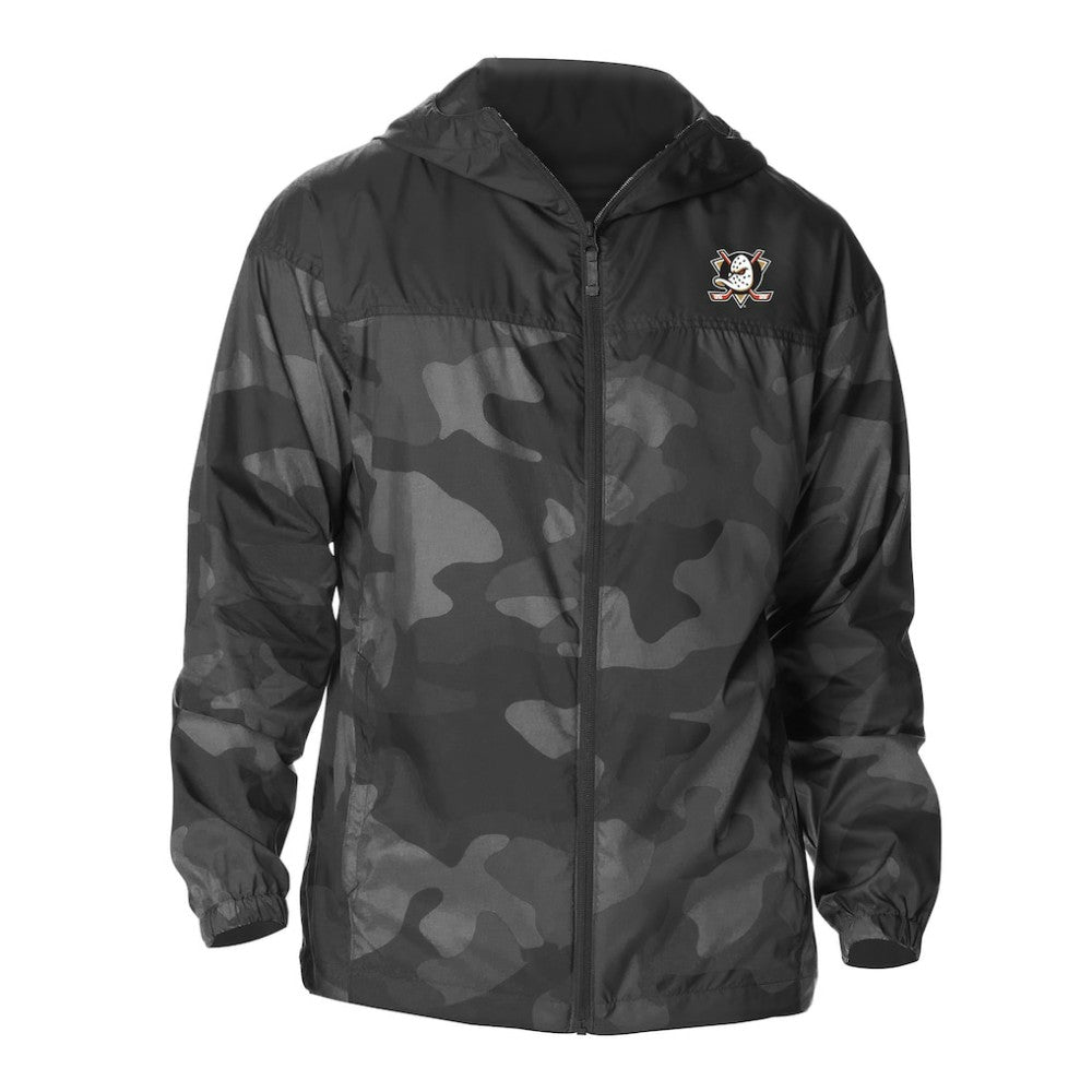 Anaheim Ducks Columbia Camo Flash Challenger Omni-Shade Full-Zip Hoodie Windbreaker - Black | NHL Clearance