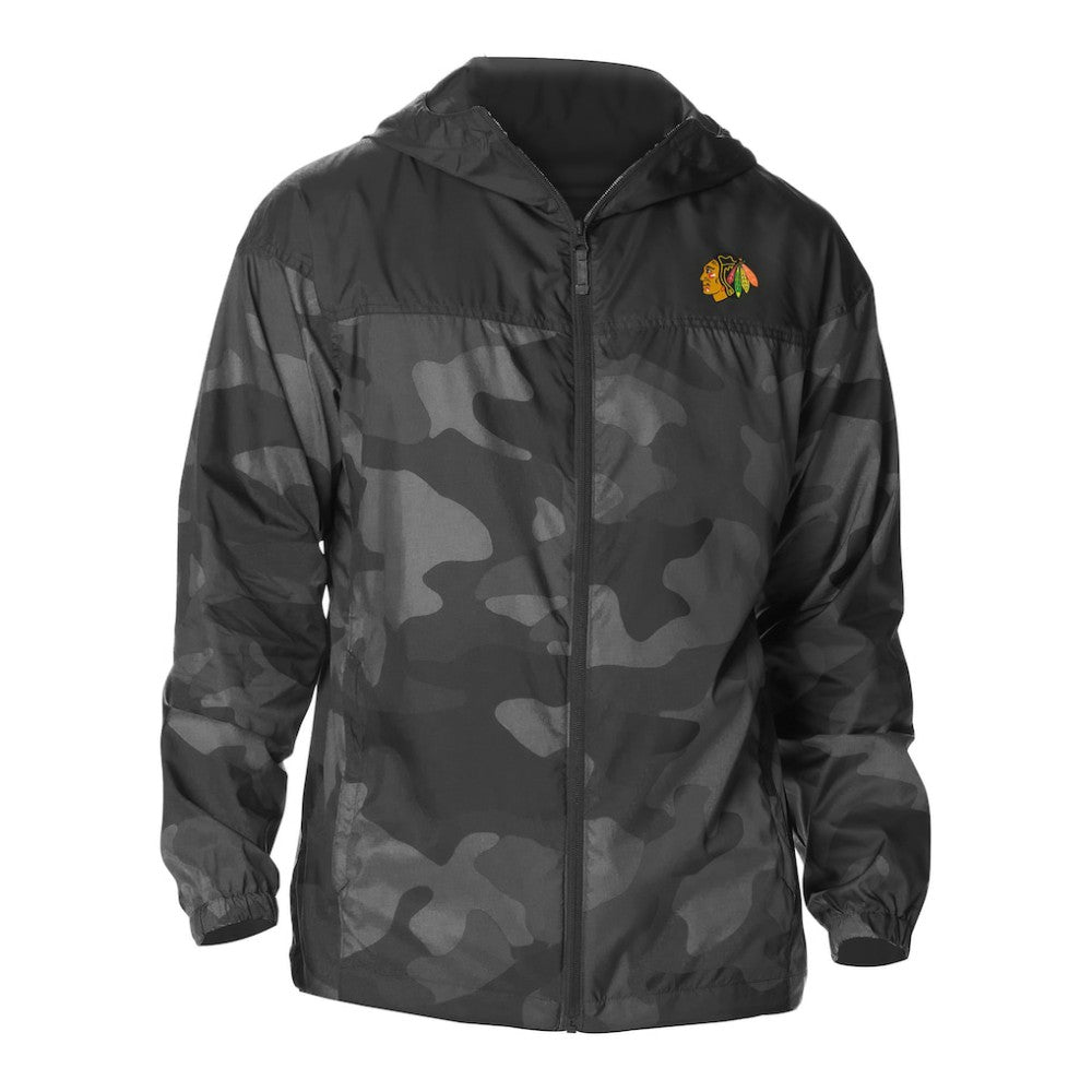 Chicago Blackhawks Columbia Camo Flash Challenger Omni-Shade Full-Zip Hoodie Windbreaker - Black | NHL online